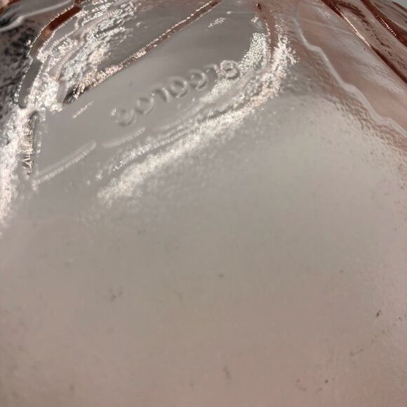 Vintage Pink Glass Arcoroc France Serving Fruit Centerpiece Bowl Floral Pattern - Picture 6 of 9